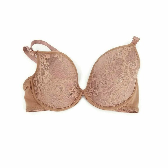 Donna L'oren Seamless Brown Floral Embroidered Bra Size 34c Underwire Style 1820 - Picture 1 of 6